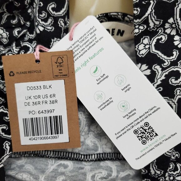 Boden Sweetheart Jersey Dark Floral Babydoll Mini Women's Dress Size 6 - Picture 13 of 13